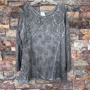 NWT Elegant Gray Lace Women's Top